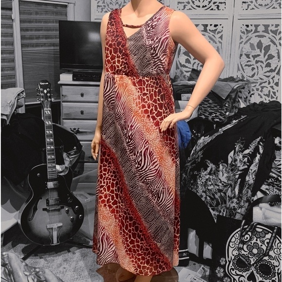 Igigi Nichol Maxi Dress Plus Size 14 Animal Print V-Neck Sleeveless Bra-Friendly - Picture 12 of 15